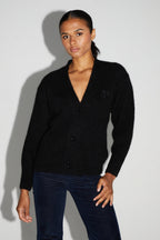 Cardigan Mira Black 100% Laine Extra Vierge Fabriqué Au Portugal
