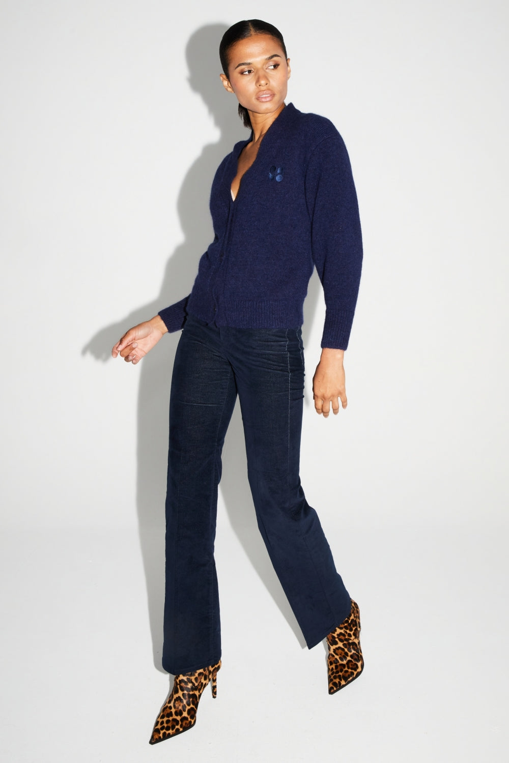 Cardigan Mira Navy 100% Laine Extra Vierge Fabriqué Au Portugal