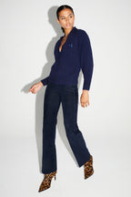 Cardigan Mira Navy 100% Laine Extra Vierge Fabriqué Au Portugal