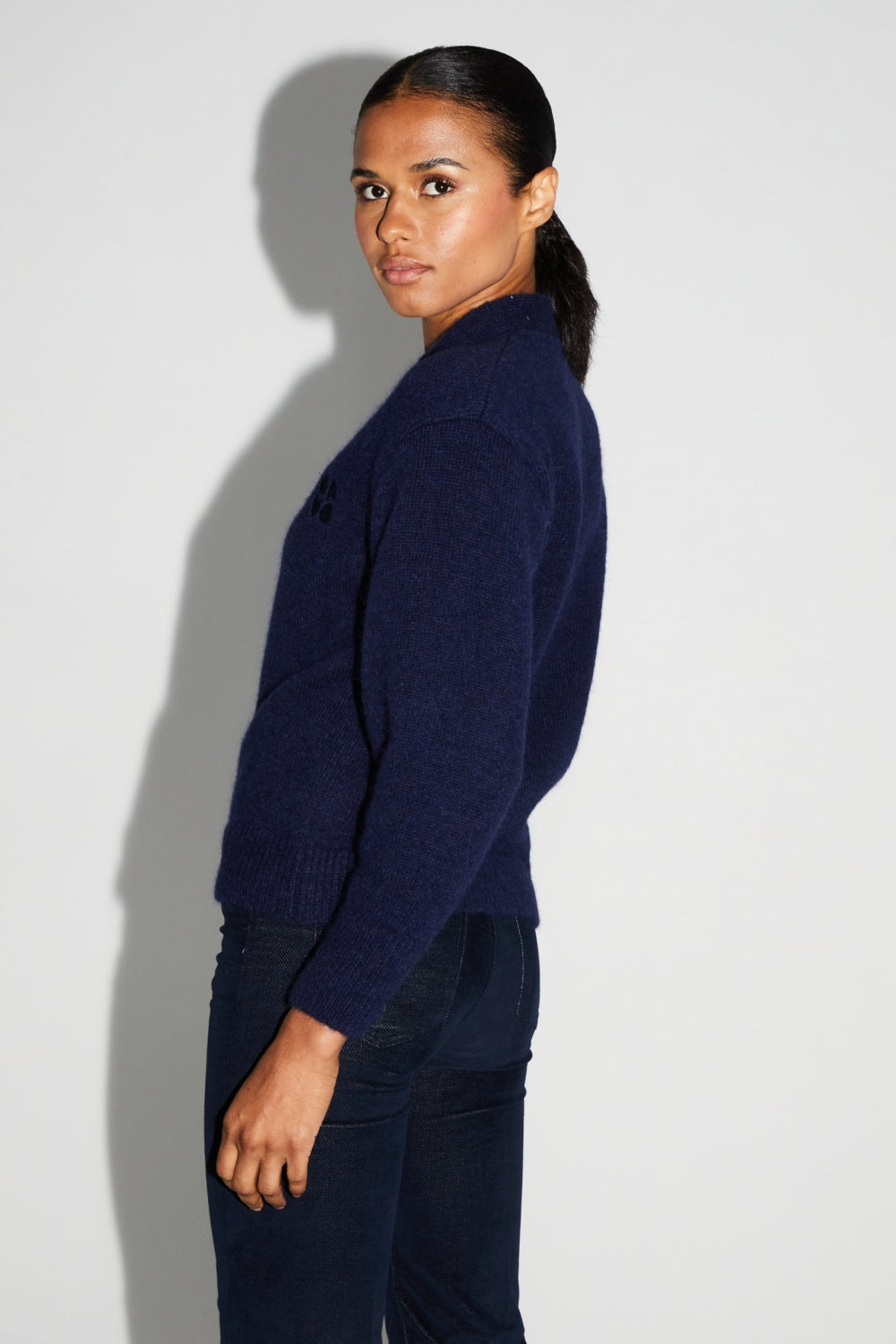 Cardigan Mira Navy 100% Laine Extra Vierge Fabriqué Au Portugal