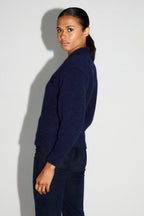 Cardigan Mira Navy 100% Laine Extra Vierge Fabriqué Au Portugal