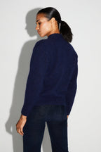 Cardigan Mira Navy 100% Laine Extra Vierge Fabriqué Au Portugal