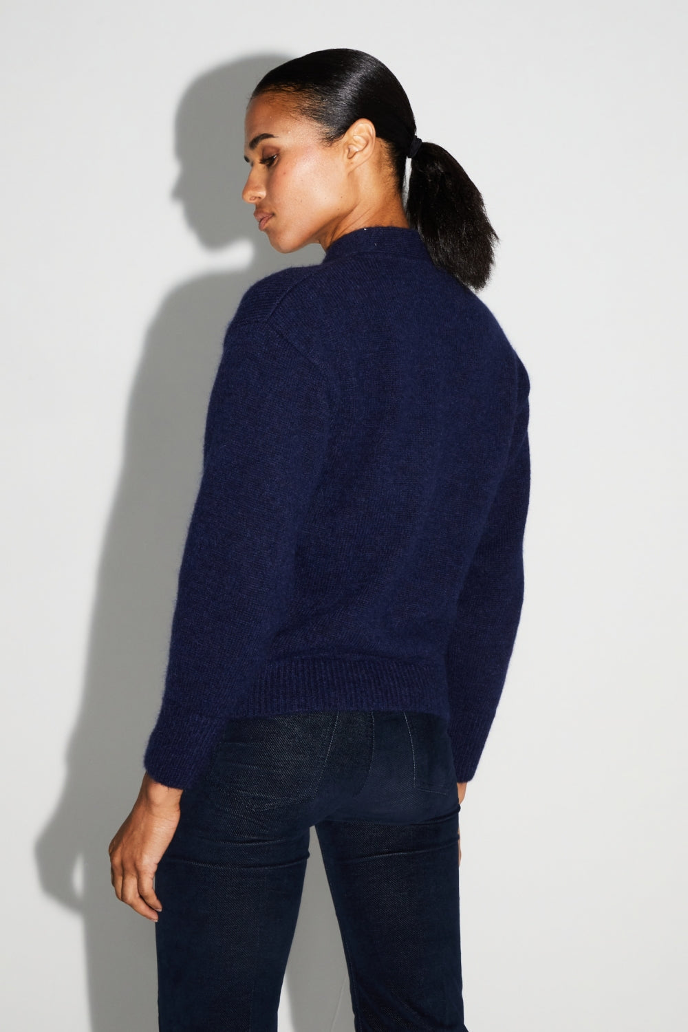 Cardigan Mira Navy 100% Laine Extra Vierge Fabriqué Au Portugal