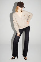 Cardigan Mira Beige 100% Laine Extra Vierge Fabriqué Au Portugal