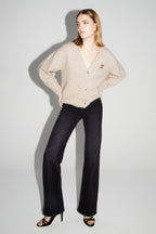 Cardigan Mira Beige 100% Laine Extra Vierge Fabriqué Au Portugal