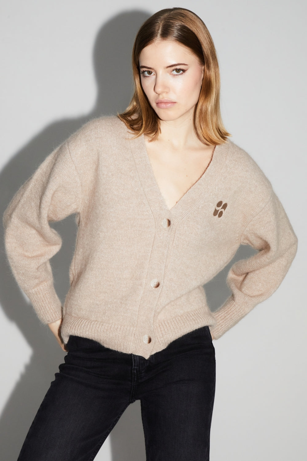 Cardigan Mira Beige 100% Laine Extra Vierge Fabriqué Au Portugal