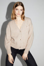 Cardigan Mira Beige 100% Laine Extra Vierge Fabriqué Au Portugal
