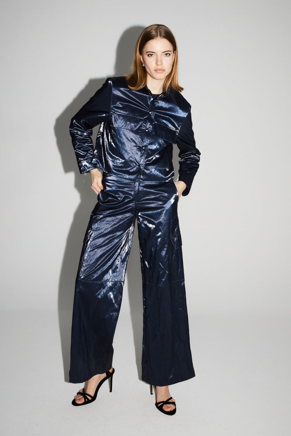 Pantalon Cargo Nolan Mercurio Blue Fabriqué En Italie