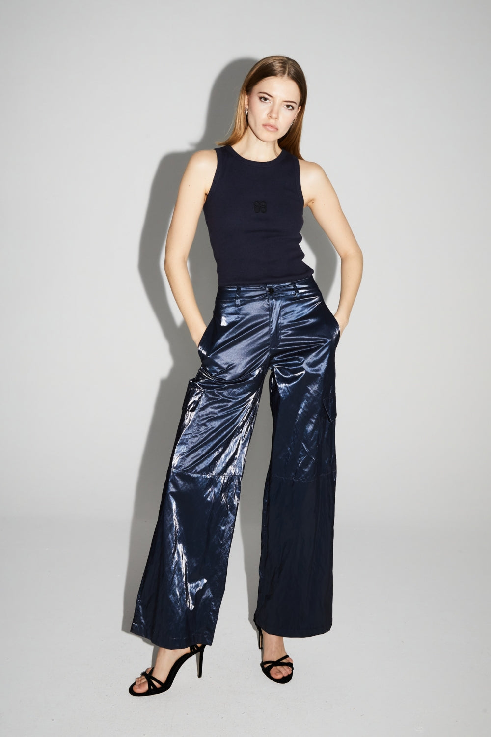 Pantalon Cargo Nolan Mercurio Blue Fabriqué En Italie