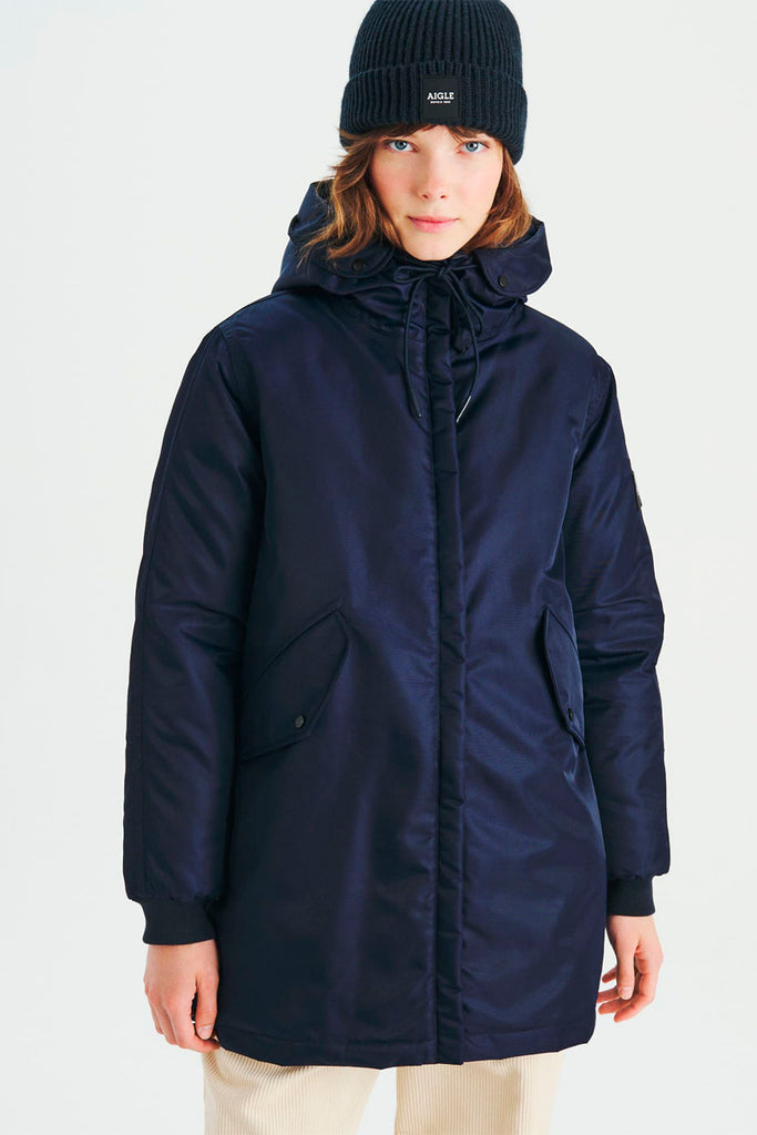 Aigle - Parka À Capuche Odelow - Bleu Marine - Femme