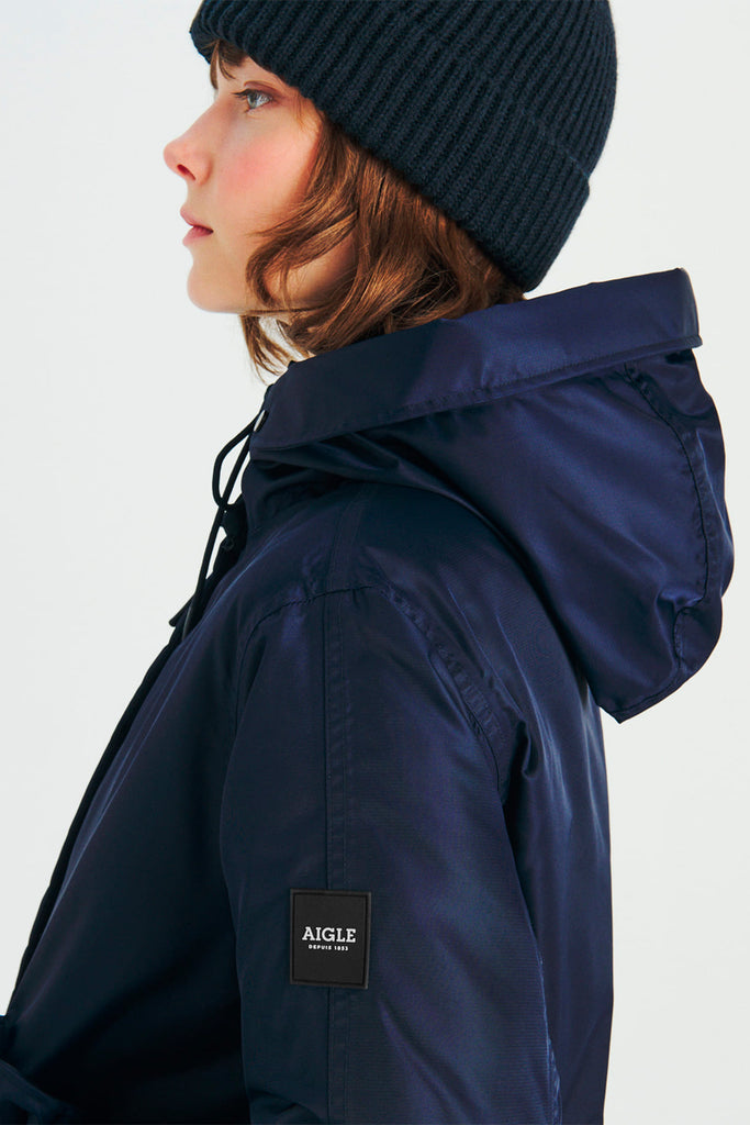 Aigle - Parka À Capuche Odelow - Bleu Marine - Femme