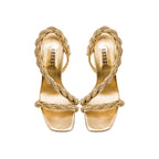 Roxana Gold High-Heel Asymmetric Sandal