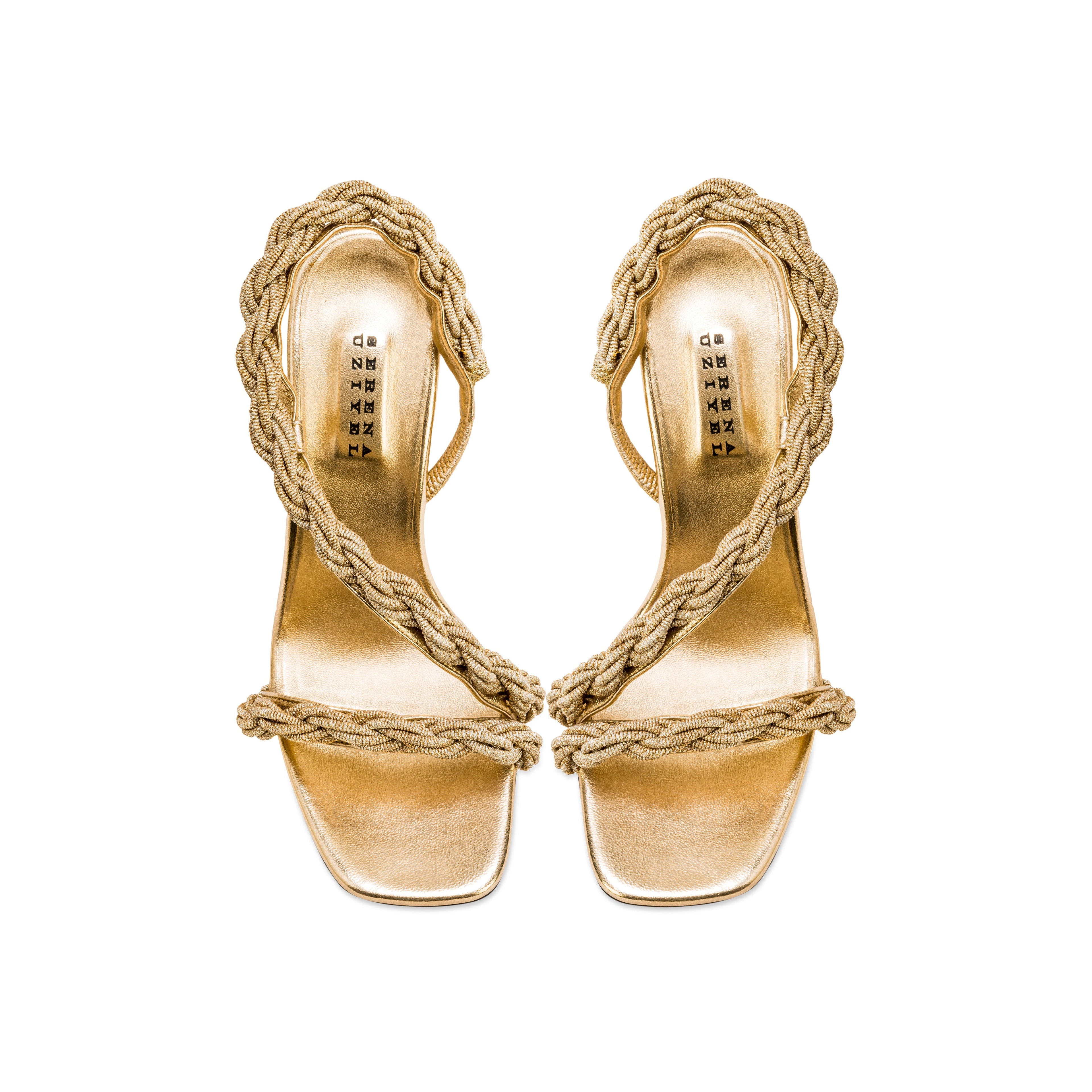 Roxana Gold High-Heel Asymmetric Sandal