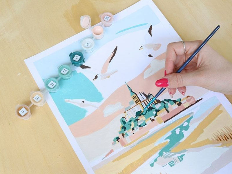 Coffret Peinture Au Numéro - Petit Pinceau - Mont Saint-Michel Par La Petite Epicerie