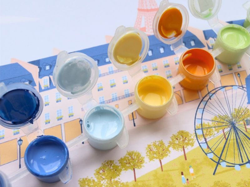 Coffret Peinture Au Numéro - Petit Pinceau - Un Printemps À Paris Par Mabel Sorrentino