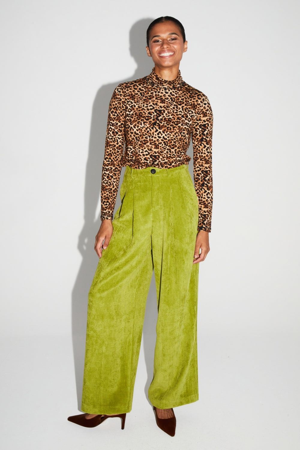 Pantalon Astrid Velours Vintage Anisé Fabriqué En Italie