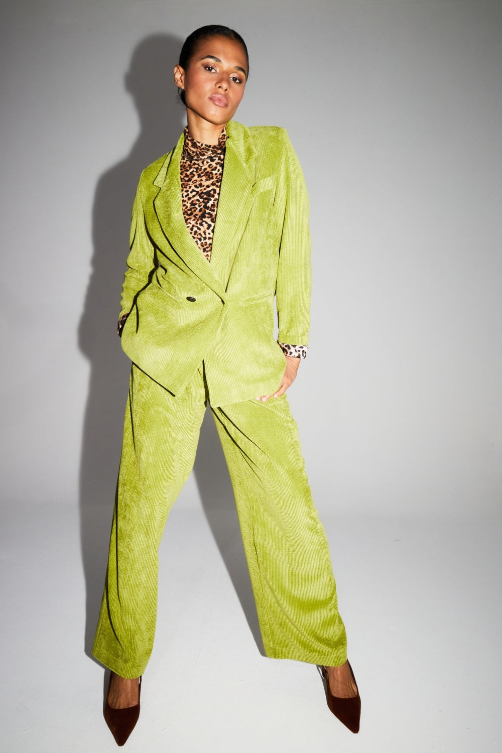 Pantalon Astrid Velours Vintage Anisé Fabriqué En Italie