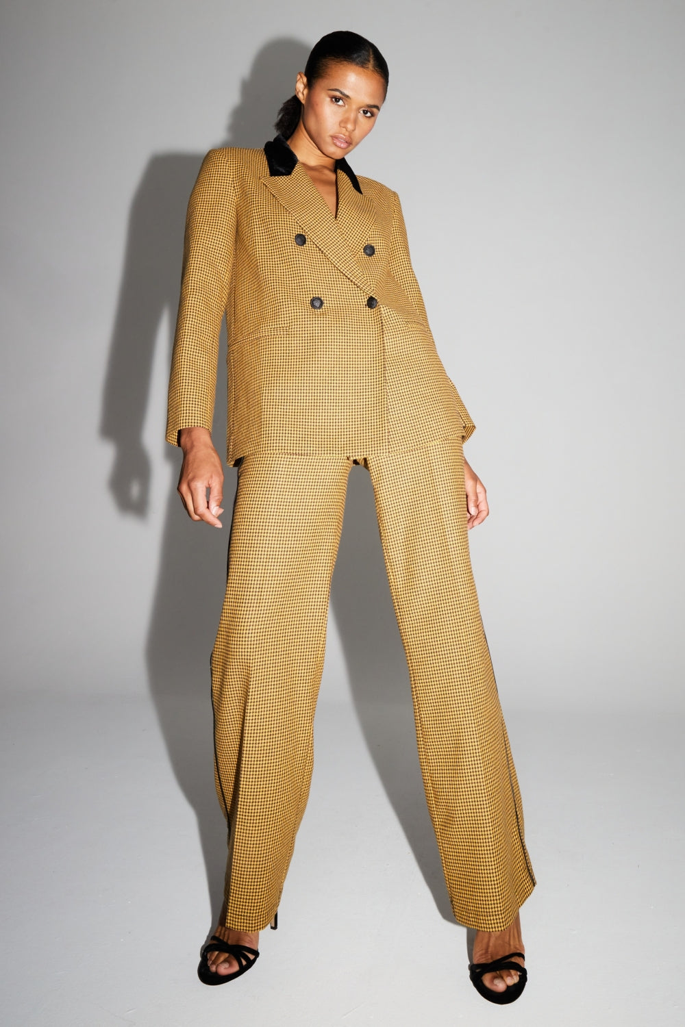 Pantalon Clark Pied De Poule Yellow Fabriqué En Italie