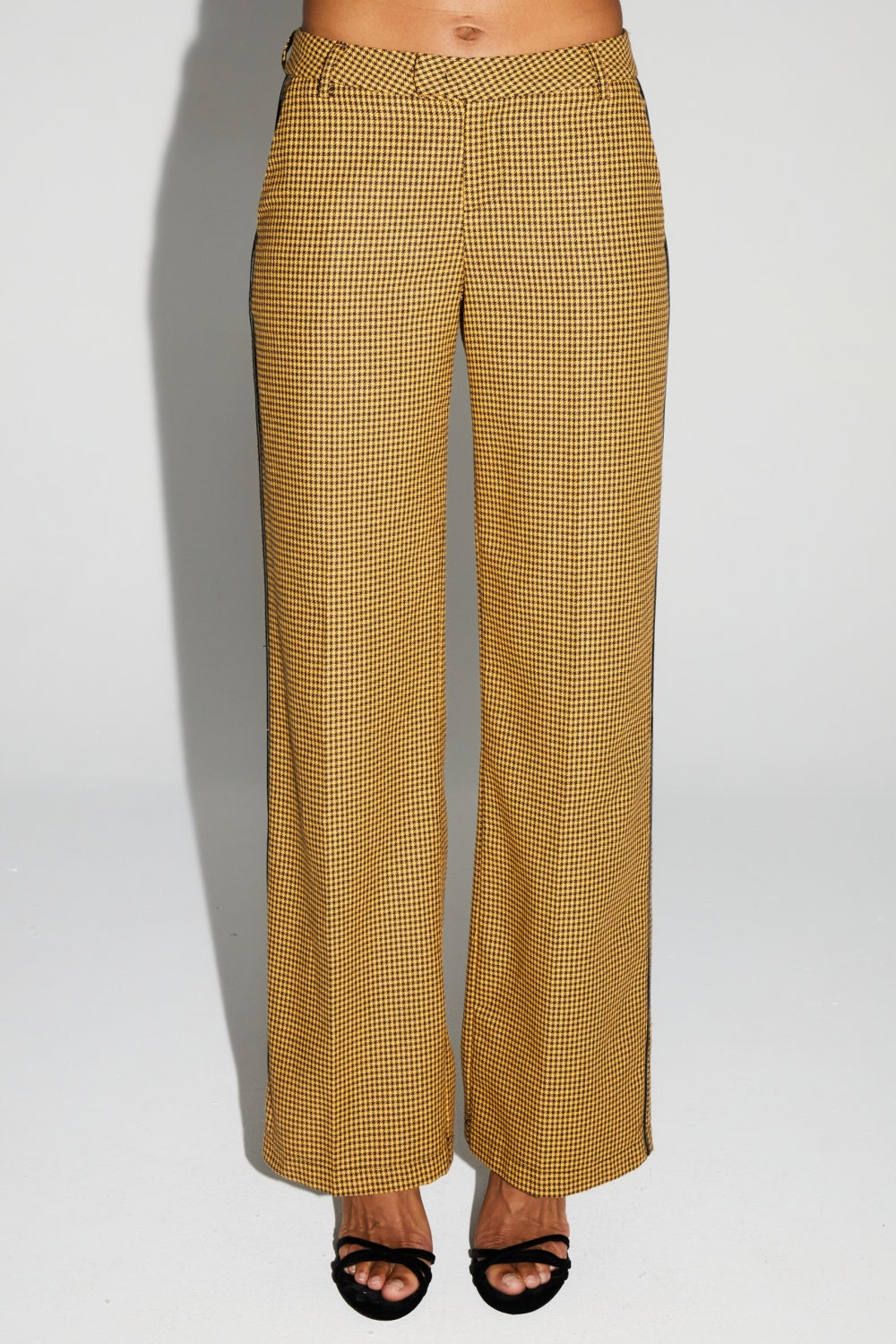 Pantalon Clark Pied De Poule Yellow Fabriqué En Italie