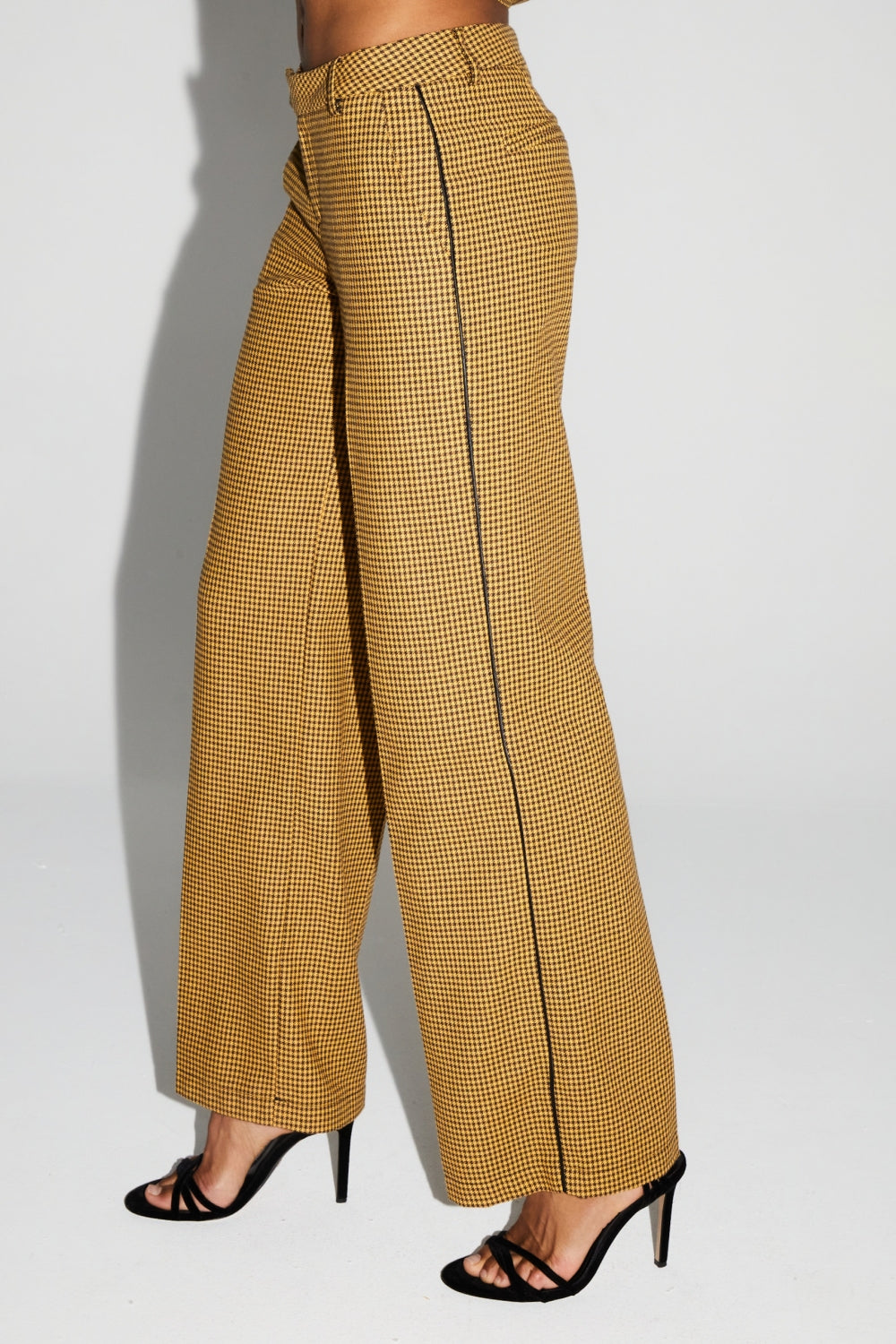 Pantalon Clark Pied De Poule Yellow Fabriqué En Italie
