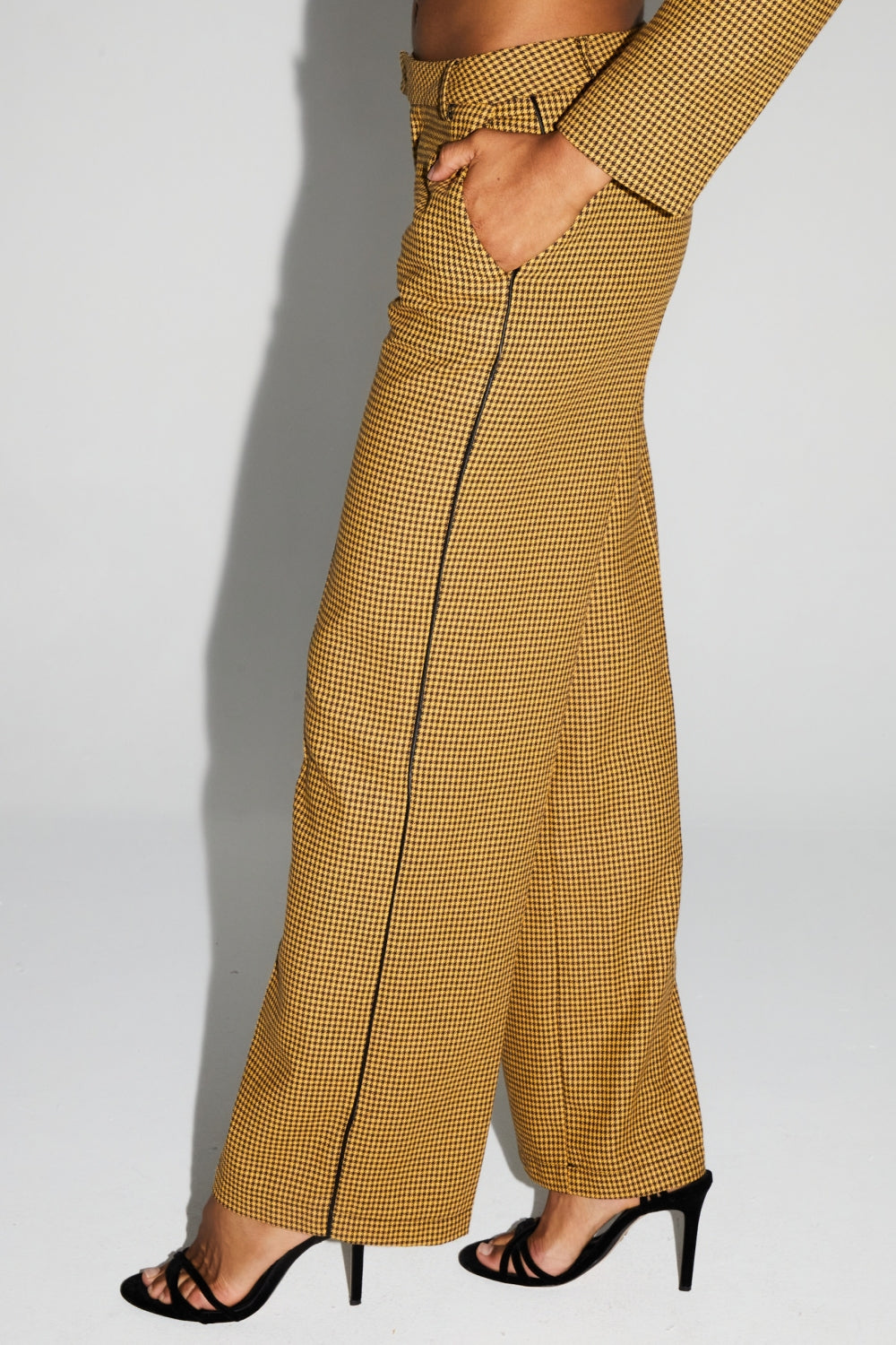 Pantalon Clark Pied De Poule Yellow Fabriqué En Italie