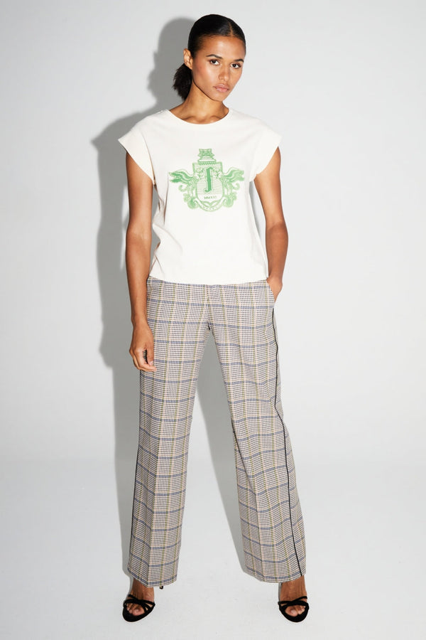 Pantalon Clark Pied De Poule Blue Fabriqué En Italie