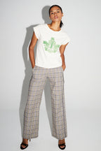 Pantalon Clark Pied De Poule Blue Fabriqué En Italie