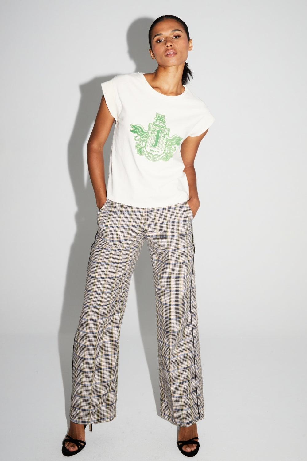 Pantalon Clark Pied De Poule Blue Fabriqué En Italie