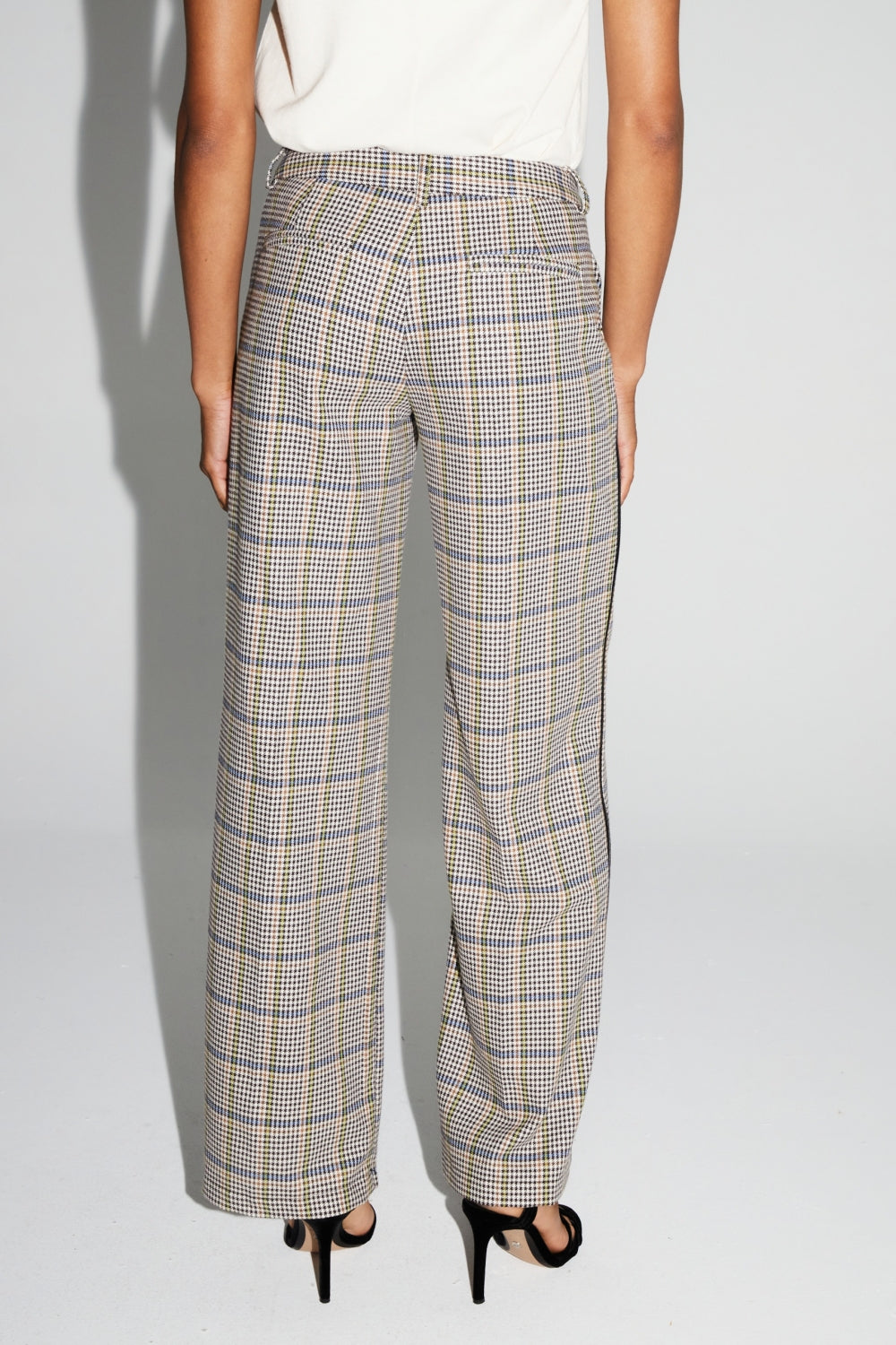 Pantalon Clark Pied De Poule Blue Fabriqué En Italie