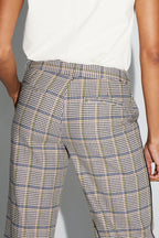 Pantalon Clark Pied De Poule Blue Fabriqué En Italie