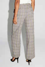 Pantalon Clark Pied De Poule Blue Fabriqué En Italie