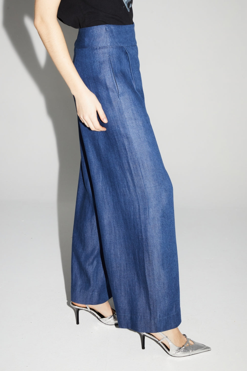 Pantalon Ada Lyocell Blue Fabriqué En Italie