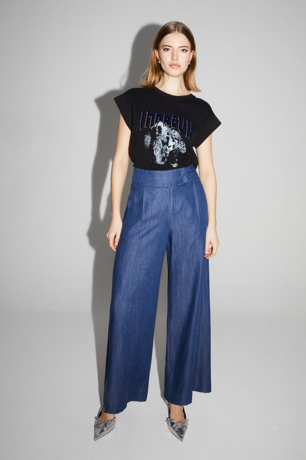 Pantalon Ada Lyocell Blue Fabriqué En Italie
