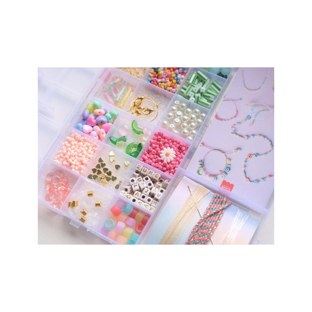 Maxi Boîte Bubble Tea - 20 Compartiments Perles & Apprêts Pour Création De Bijoux
