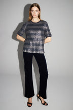 Blouse Poppy Rayures Navy Fabriquée En Italie