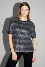Blouse Poppy Rayures Navy Fabriquée En Italie