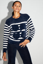 Maille Lina Fluffy Navy Fabriquée Au Portugal
