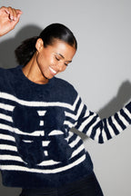 Maille Lina Fluffy Navy Fabriquée Au Portugal