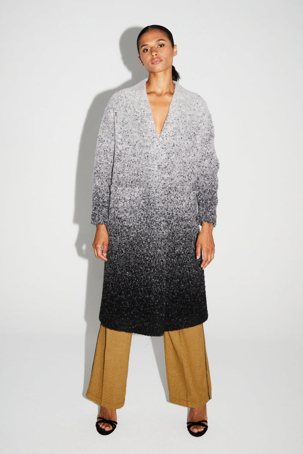 Veste Doriane Bouclettes Dégradé Gris Noir Fabriquée En Italie