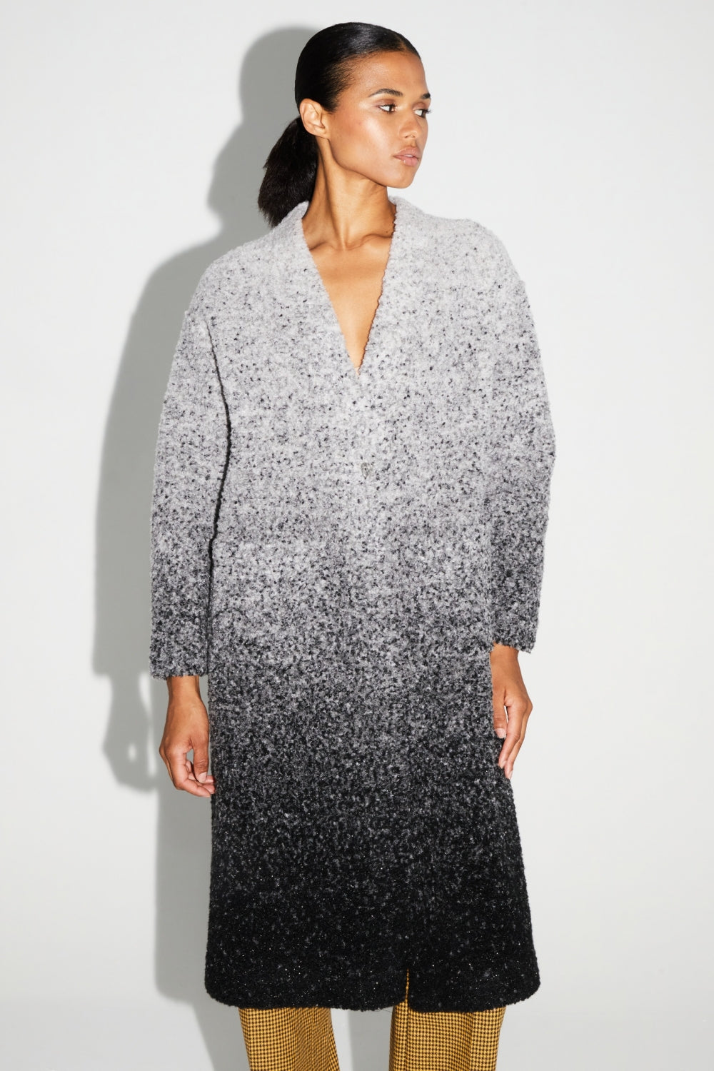 Veste Doriane Bouclettes Dégradé Gris Noir Fabriquée En Italie