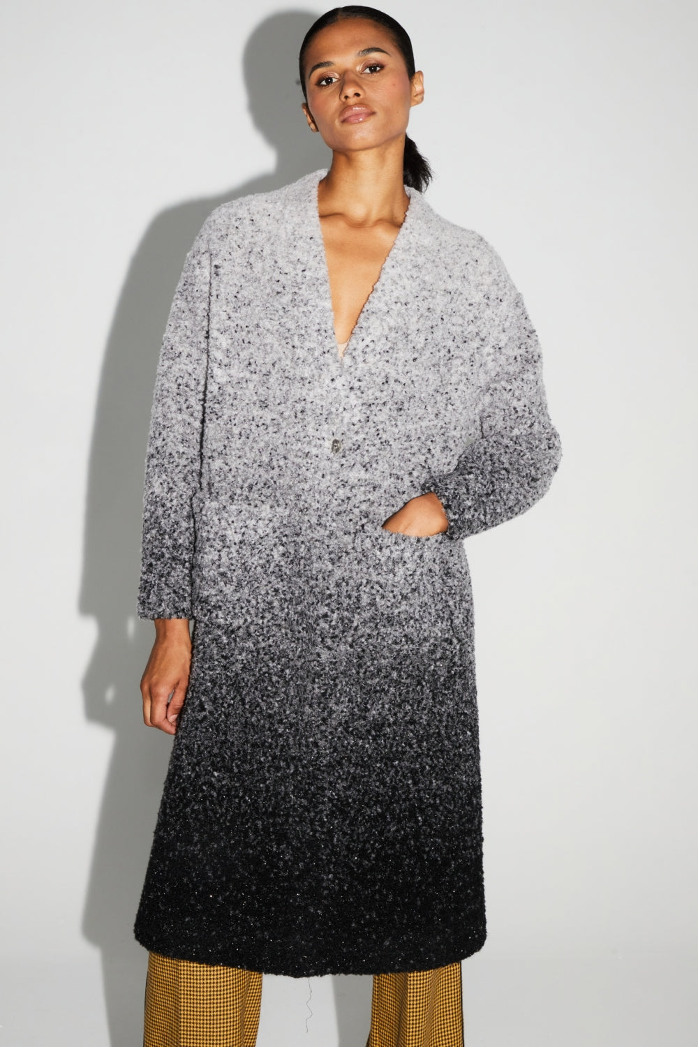 Veste Doriane Bouclettes Dégradé Gris Noir Fabriquée En Italie