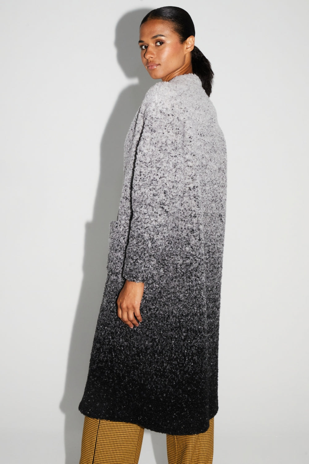 Veste Doriane Bouclettes Dégradé Gris Noir Fabriquée En Italie
