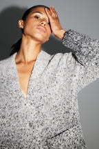 Veste Doriane Bouclettes Dégradé Gris Noir Fabriquée En Italie