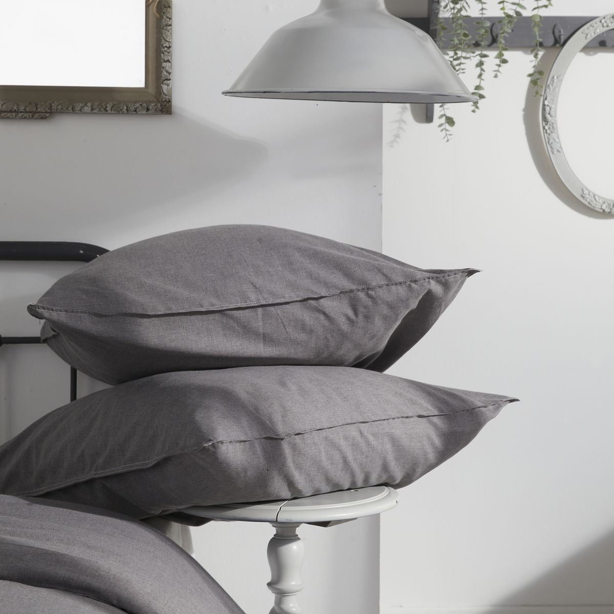 Charme - Parure De Lit Chambray Capucine  - Gris