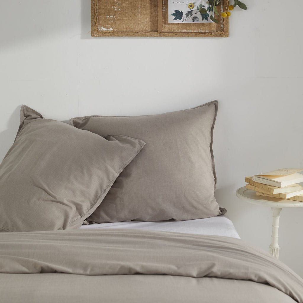 Charme - Parure De Lit Chambray - Marron
