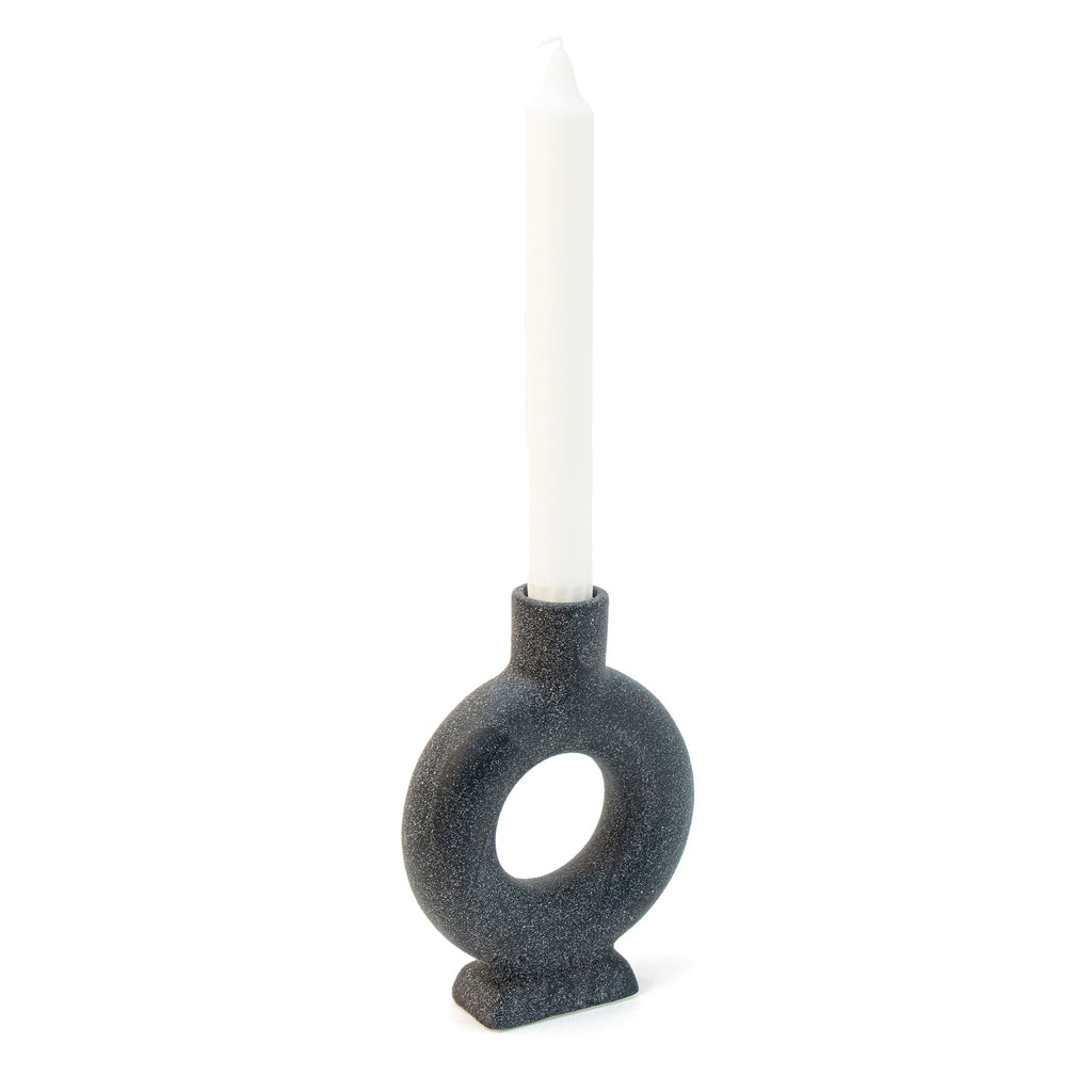 Porte-Bougie Ovale En Céramique Noire