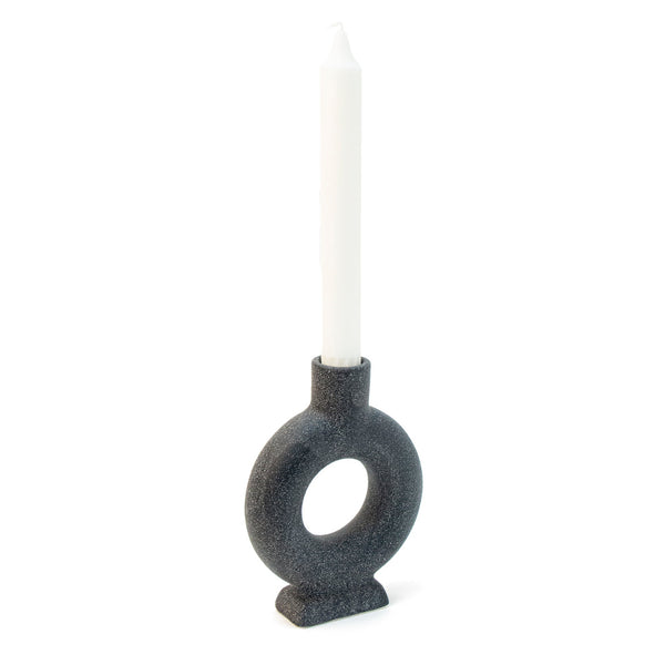 Porte-Bougie Ovale En Céramique Noire