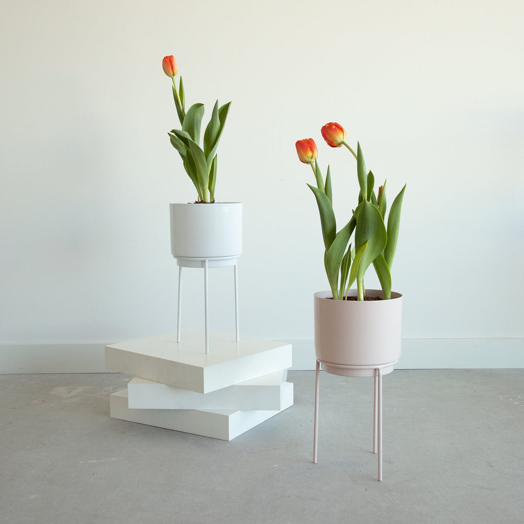 Vase Rose Avec Support En Métal