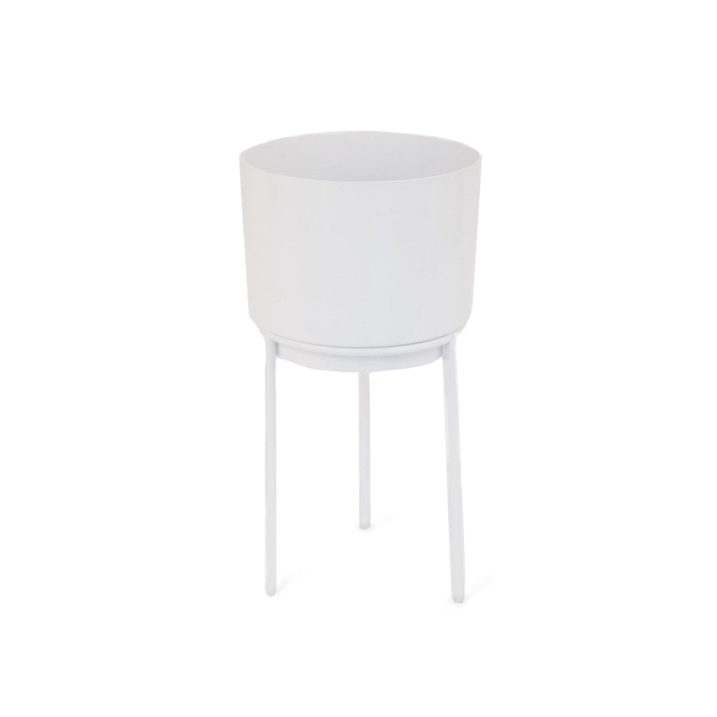 Vase Blanc Avec Support En Métal