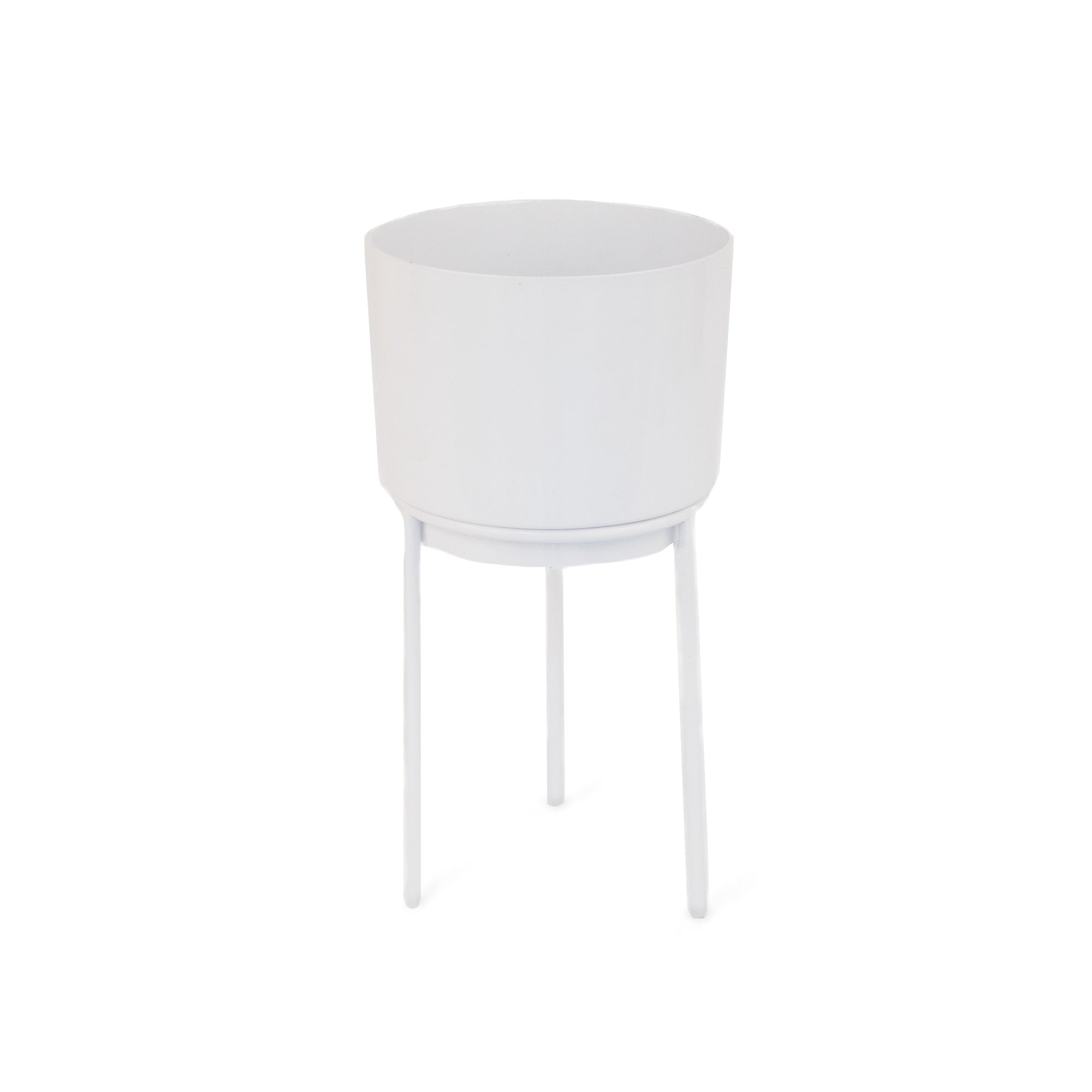 Vase Blanc Avec Support En Métal